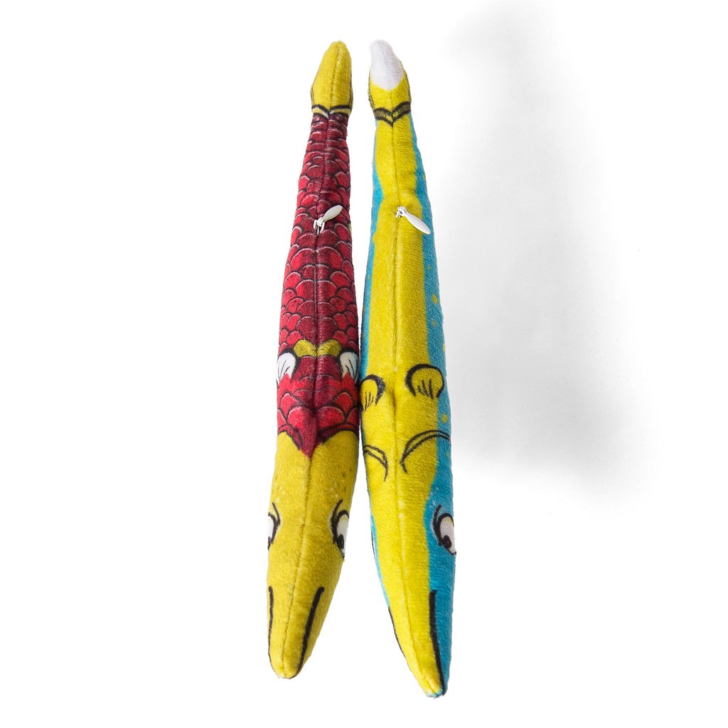 underside of Refillable Silvervine Sardines (set of 2) Cat Toys to show closed zipper